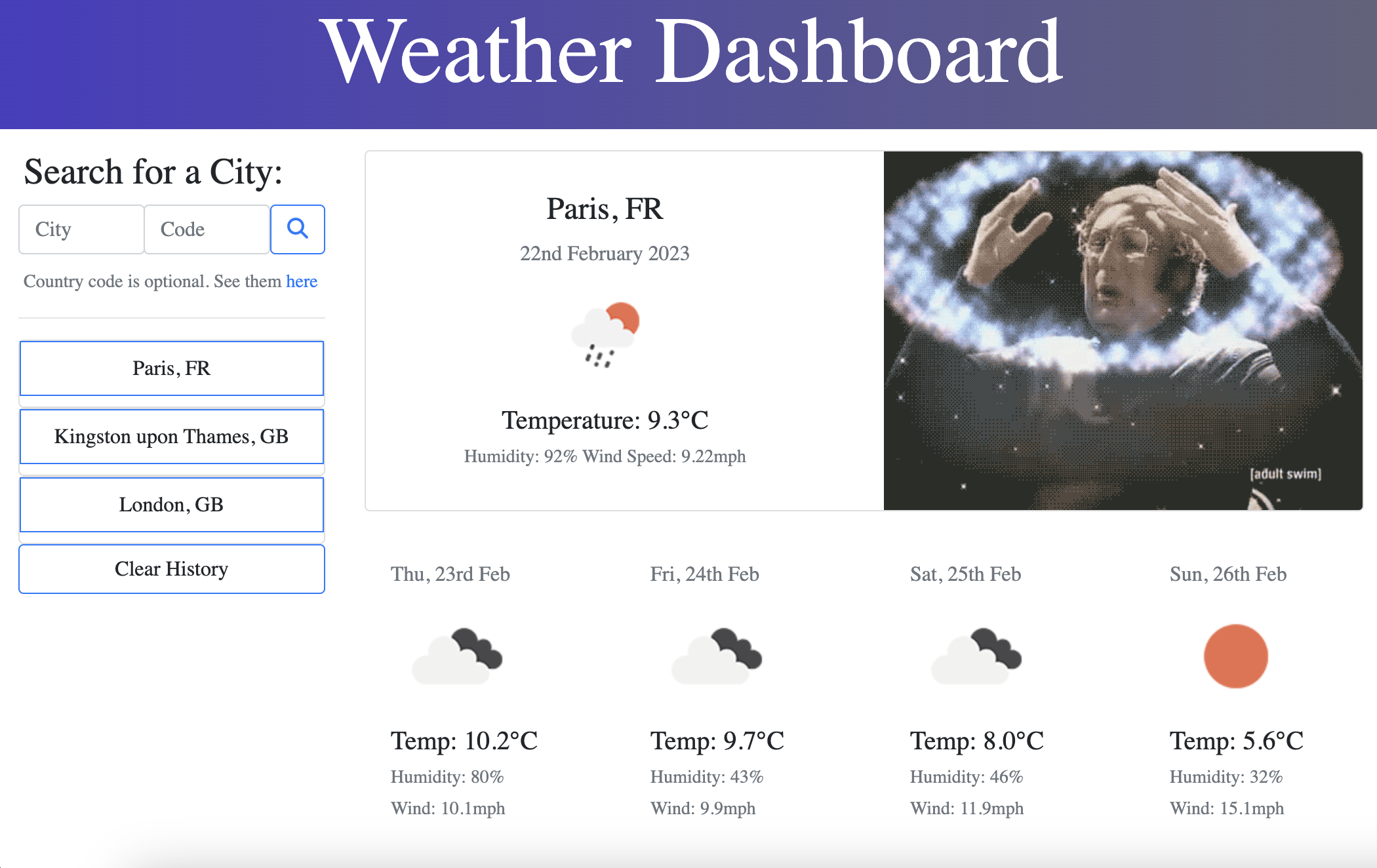 a weather dashboard